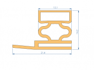 Perfil de Silicona P91948 - formato tipo h - forma irregular