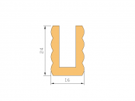 Perfil de Silicona P91979 - formato tipo U - forma irregular