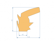 Perfil de Silicona P91980A - formato tipo Labiado - forma irregular