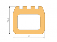 Perfil de Silicona P92245A - formato tipo D - forma irregular