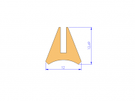 Perfil de Silicona P92373A - formato tipo U - forma irregular