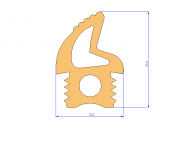 Perfil de Silicona P92577D - formato tipo Doble Agujero - forma irregular