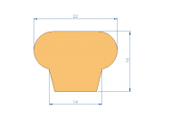 Perfil de Silicona P93149B1 - formato tipo Lampara - forma irregular