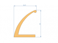 Perfil de Silicona P93183E - formato tipo Labiado - forma irregular