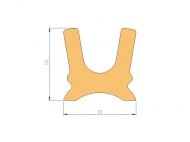 Perfil de Silicona P93227AI - formato tipo Cuernos - forma irregular