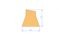 Perfil de Silicona P9326B - formato tipo Trapecio - forma irregular