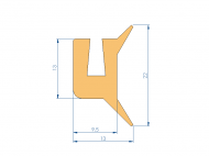 Perfil de Silicona P932BV - formato tipo U - forma irregular