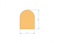 Perfil de Silicona P932N - formato tipo D - forma irregular