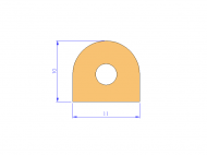 Perfil de Silicona P932P - formato tipo D - forma irregular