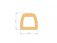 Perfil de Silicona P93395AD - formato tipo D - forma irregular