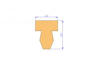 Perfil de Silicona P93469A - formato tipo T - forma irregular