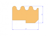 Perfil de Silicona P93524D - formato tipo D - forma irregular