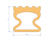 Perfil de Silicona P93524G - formato tipo Trapecio - forma irregular