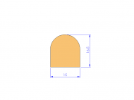 Perfil de Silicona P93537D - formato tipo D - forma irregular