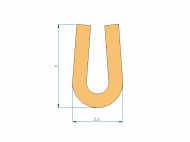 Perfil de Silicona P93616EA - formato tipo U - forma irregular