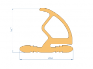 Perfil de Silicona P93630R - formato tipo Doble Agujero - forma irregular