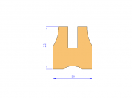 Perfil de Silicona P93682 - formato tipo U - forma irregular