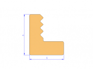 Perfil de Silicona P93785A - formato tipo L - forma irregular