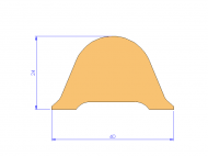 Perfil de Silicona P937F - formato tipo D - forma irregular