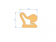 Perfil de Silicona P93923L - formato tipo Doble Agujero - forma irregular