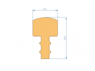 Perfil de Silicona P93991BU - formato tipo T - forma irregular