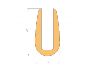 Perfil de Silicona P94123N - formato tipo U - forma irregular