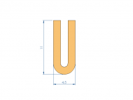 Perfil de Silicona P94213Q - formato tipo U - forma irregular
