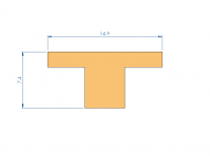 Perfil de Silicona P94573M - formato tipo T - forma irregular