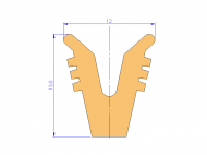 Perfil de Silicona P945CX - formato tipo U - forma irregular