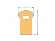 Perfil de Silicona P945FL - formato tipo Doble Agujero - forma irregular