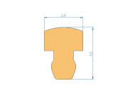 Perfil de Silicona P94850FK - formato tipo T - forma irregular