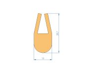 Perfil de Silicona P94850K - formato tipo U - forma irregular