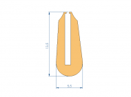 Perfil de Silicona P94886Q - formato tipo U - forma irregular