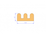 Perfil de Silicona P95032 - formato tipo D - forma irregular