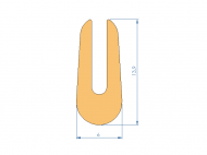 Perfil de Silicona P95419BM - formato tipo U - forma irregular