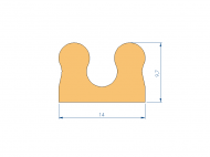 Perfil de Silicona P96277 - formato tipo U - forma irregular