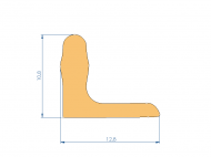 Perfil de Silicona P96301B - formato tipo L - forma irregular