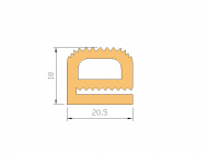 Perfil de Silicona P965A3 - formato tipo e - forma irregular