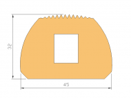 Perfil de Silicona P965A8 - formato tipo D - forma irregular