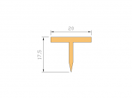 Perfil de Silicona P965AJ - formato tipo T - forma irregular