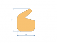 Perfil de Silicona P97021R - formato tipo Labiado - forma irregular