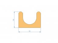 Perfil de Silicona P97279IP - formato tipo U - forma irregular