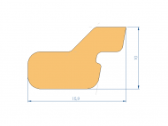 Perfil de Silicona P97328O - formato tipo Labiado - forma irregular