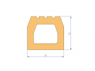 Perfil de Silicona P97424L - formato tipo Trapecio - forma irregular