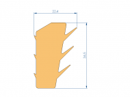 Perfil de Silicona P97456E - formato tipo Doble Agujero - forma irregular