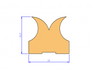 Perfil de Silicona P974A - formato tipo Cuernos - forma irregular