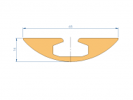 Perfil de Silicona P97765C - formato tipo U - forma irregular