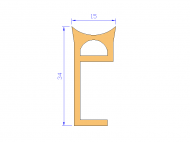 Perfil de Silicona P983A - formato tipo e - forma irregular