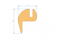 Perfil de Silicona P99096C - formato tipo Labiado - forma irregular