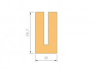 Perfil de Silicona P991T - formato tipo U - forma irregular